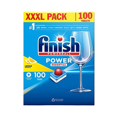 Viên rửa bát Finish Power Essential All in 1 hương Chanh - Hộp 100 viên